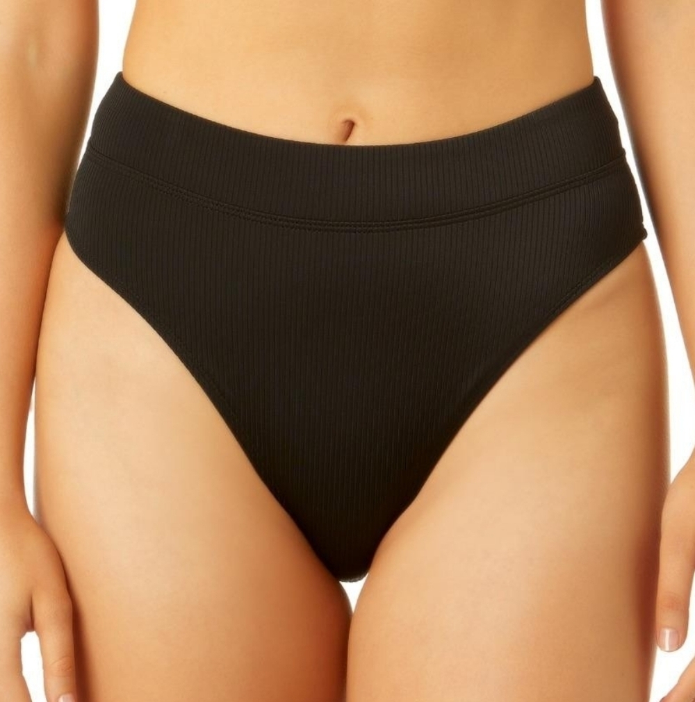 Salt + Cove Juniors' Banded High-Waist Ribbed Bikini Bottom Black Size S. #A38